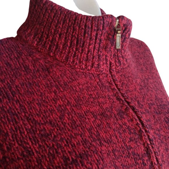 Medium L.L. Bean Sweater Jacket Womens Lambs wool Red Heather Full-Zip - Picture 7 of 8